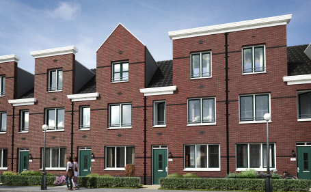 Artist impression van de eerste fase van de nieuwbouw aan de Koninginneweg. Volgend najaar moeten ze er staan. 